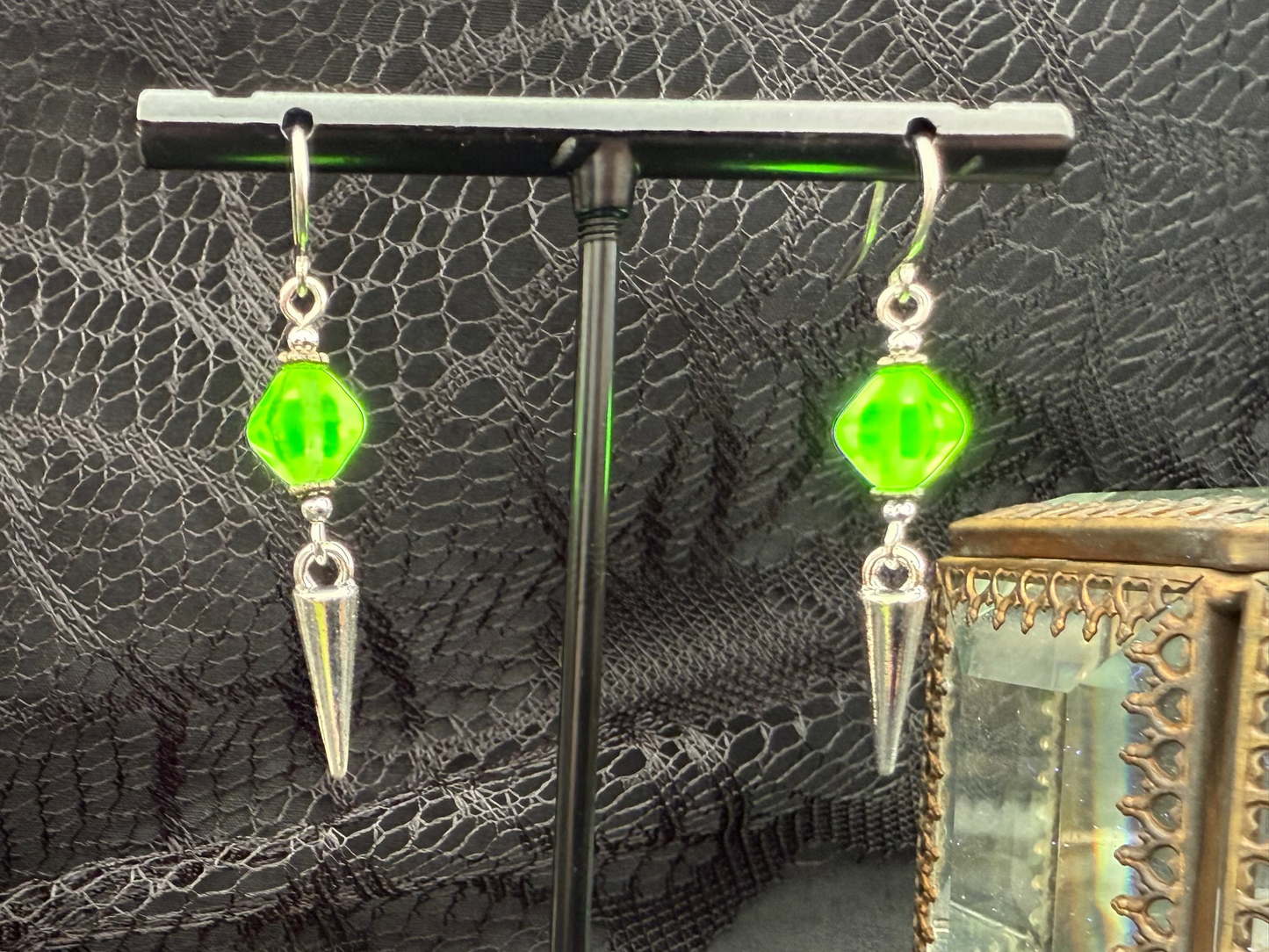 Uranium Glass Spike Earrings